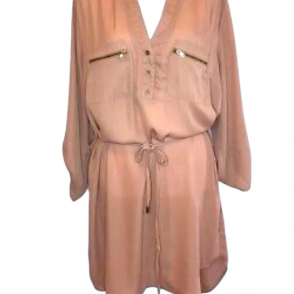 Charlotte Russe Pink Relaxed Tunic with Tie Front - Picture 1 of 10